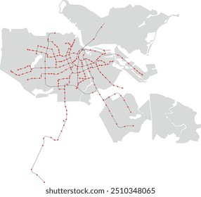 Europa Países Bajos Ámsterdam Mapa con las estaciones de TRAM y METRO LIJNEN 2024