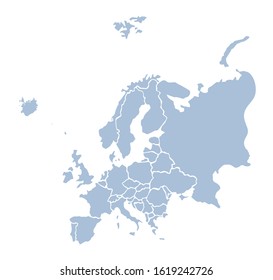 Europe. North island district plan shape on white backdrop. Freehand line black ink hand drawn web flat logo emblem frame. Travel concept design in art modern grunge doodle cartoon style pen on paper