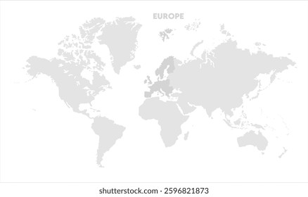 Europe outline in global map-08, Map of Europe, highlighted on the world map, Europe on the world map, Satellite view, Europe location on the globe.