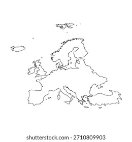 Mapa general de Europa. Mapa de Vector de Europa. Mapa de Europa sobre fondo blanco para materiales educativos, infografías, presentaciones, visualización de datos, gráficos de viajes y proyectos de mapeo digital