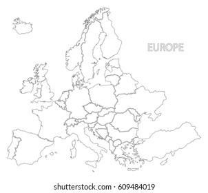 Blank Outline Map Europe Simplified Vector - 419741197 的类似图片、库存照片和矢量图