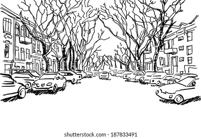 europe paris france urban city drawing sketch. vector