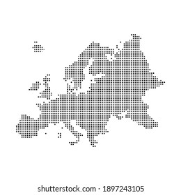 Europe Pixel Vector Map. Square Dot Pixel Europe Map Background