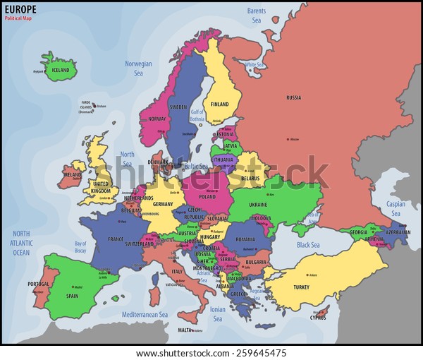 Europe Political Map Stock Vector (Royalty Free) 259645475