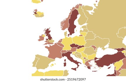 Europe, political map. Continent and part of Eurasia, located in the Northern Hemisphere, with about 50 sovereign states.