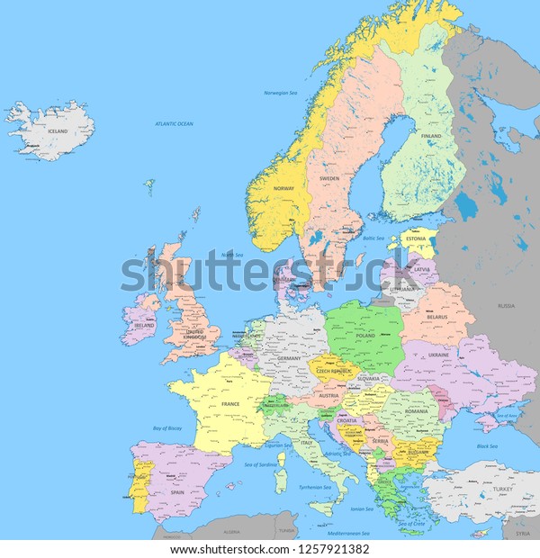 Vector De Stock Libre De Regalias Sobre Mapa Politico De Europa Atlas Vectoriales