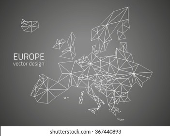 Europe Polygonal Outline Map