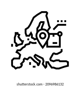 europe shipment tracking line icon vector. europe shipment tracking sign. isolated contour symbol black illustration