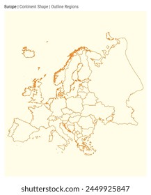 Europe. Simple vector map. Continent shape. Outline Regions style. Border of Europe. Vector illustration.