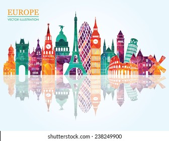 Europe Skyline Detailed Silhouette. Vector Illustration