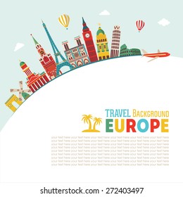 Europe skyline detailed silhouette. Vector illustration