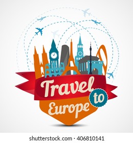 Europe Skyline Detailed Silhouette. Vector Illustration Travel To Europe