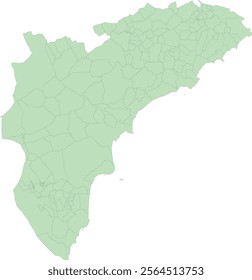 Europe Spain Alacant Province Map with Municipalities