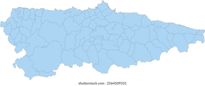 Europe Spain Asturias Province Map with Municipalities