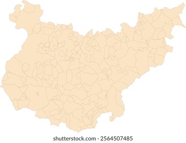 Europe Spain Badajoz Province Map with Municipalities