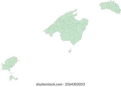 Europe Spain Balearic Islands Province Map with Municipalities