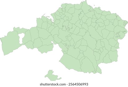 Europe Spain Bizkaia Province Map with Municipalities