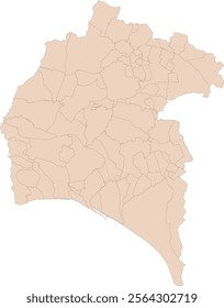 Europe Spain Huelva Province Map with Municipalities