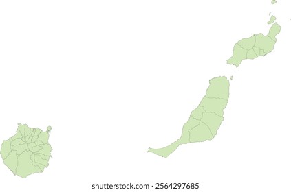 Europe Spain Las Palmas Province Map with Municipalities