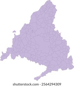 Europe Spain Madrid Province Map with Municipalities