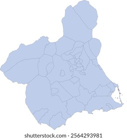 Europe Spain Murcia Province Map with Municipalities