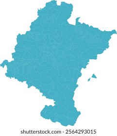 Europe Spain Navarra Province Map with Municipalities