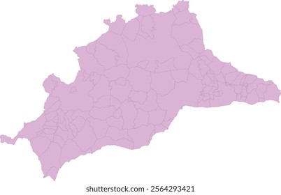 Europe Spain Málaga Province Map with Municipalities