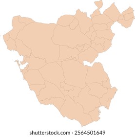 Europe Spain Cádiz Province Map with Municipalities