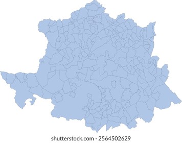 Europe Spain Cáceres Province Map with Municipalities