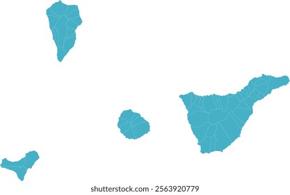 Europe Spain Santa Cruz de Tenerife Province Map with Municipalities