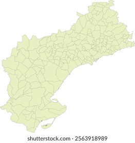 Europe Spain Tarragona Province Map with Municipalities