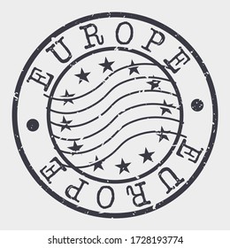 Europe Stamp Postal. A Flag Silhouette Seal. Passport Round Design. Emblema Vector Icon Design Retro Travel.