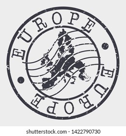 Europe Stamp Postal. Map Silhouette Seal. Passport Round Design. Vector Icon. Design Retro Travel.