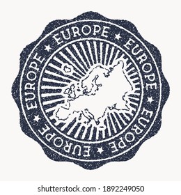 Europe stamp. Travel rubber stamp with the name and map of continent, vector illustration. Can be used as insignia, logotype, label, sticker or badge of the Europe.