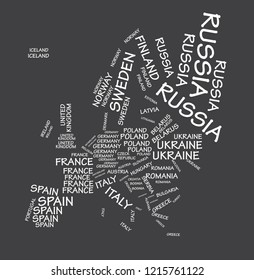 Europe state names map. vector illustration