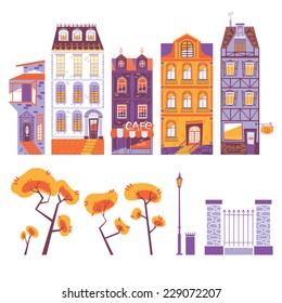 Europe style city set in vector