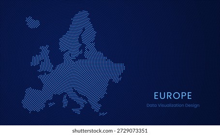 Europa estilizó el mapa punteado en el concepto moderno de visualización de tecnología de datos circular.