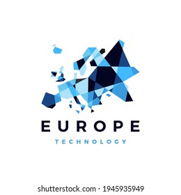 conexión de la tecnología europa imagen del icono del vector del logotipo poligonal geométrico