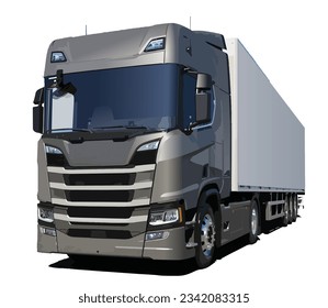 Europe truck art 3d render new design box sell poster banner logo sign icon symbol identity king road driver front side view vector template white isolated background