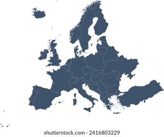 Vector de mapa de Europa con Turquía en Albers