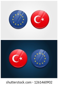 Europe and Turkey Round Flags
