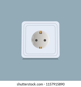 Europe type white power socket. Vector illustration.