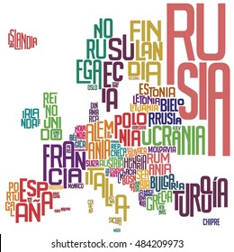 Europe typographic map