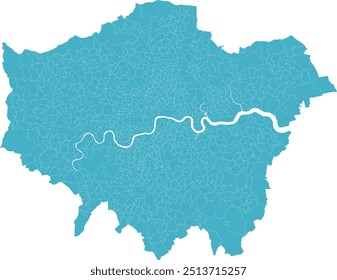 Mapa da Europa da Grande Londres do Reino Unido com Middle Super Output Area (MSOA)-2011