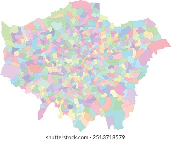 Mapa de Europa da Grande Londres com Wards