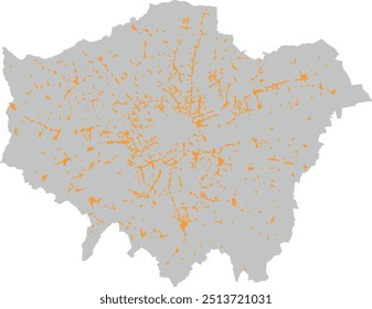 Europa Reino Unido Greater London mapa com fronteira e principal rua alta sem rio