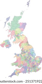 Mapa de Europa do Reino Unido com Wards by Local Authority District (LAD)