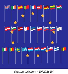 Europe Union countries flags set