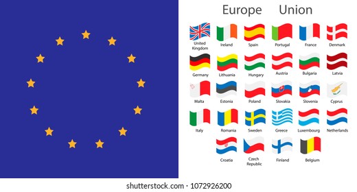 Europe Union countries flags set