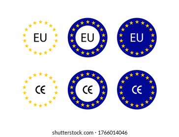 Europe union sign. Europe flag with CE mark. EU flag. Vector illustration 